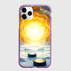Чехол iPhone 11 Pro матовый Шайбы в лесу, цвет: 3D-фиолетовый