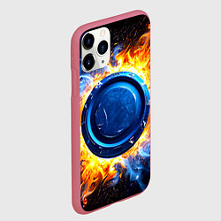 Чехол iPhone 11 Pro матовый Шайба в синем пламени, цвет: 3D-малиновый — фото 2