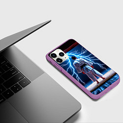 Чехол iPhone 11 Pro матовый Айкидоист и молния, цвет: 3D-фиолетовый — фото 2