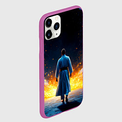 Чехол iPhone 11 Pro матовый Айкидоист в огне и синий дым, цвет: 3D-фиолетовый — фото 2