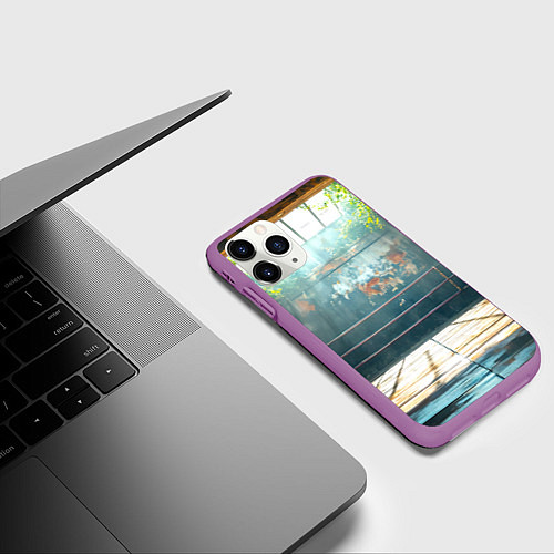 Чехол iPhone 11 Pro матовый Ринг под открытым небом / 3D-Фиолетовый – фото 3