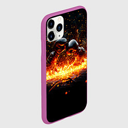 Чехол iPhone 11 Pro матовый Кикбоксеркие перчатки в огне, цвет: 3D-фиолетовый — фото 2