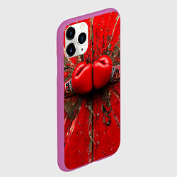 Чехол iPhone 11 Pro матовый Кикбоксеркие перчатки в красном, цвет: 3D-фиолетовый — фото 2