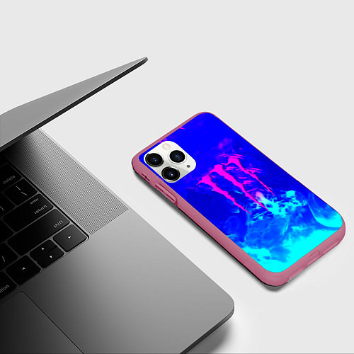 Чехол iPhone 11 Pro матовый Monster energy дым неоновый / 3D-Малиновый – фото 3