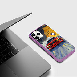 Чехол iPhone 11 Pro матовый Красная BMW на скорости, цвет: 3D-фиолетовый — фото 2