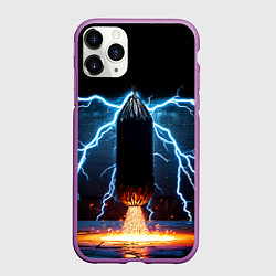Чехол iPhone 11 Pro матовый Боксерская груша и молния, цвет: 3D-фиолетовый