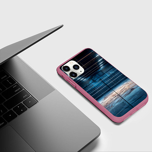 Чехол iPhone 11 Pro матовый Бойцовский спортзал / 3D-Малиновый – фото 3