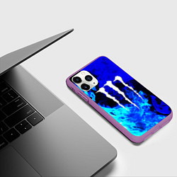 Чехол iPhone 11 Pro матовый Monster energy синий дым, цвет: 3D-фиолетовый — фото 2