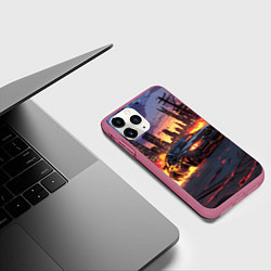 Чехол iPhone 11 Pro матовый BMW огненная дорога, цвет: 3D-малиновый — фото 2