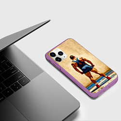 Чехол iPhone 11 Pro матовый Греко-римский борец на бежевом, цвет: 3D-фиолетовый — фото 2