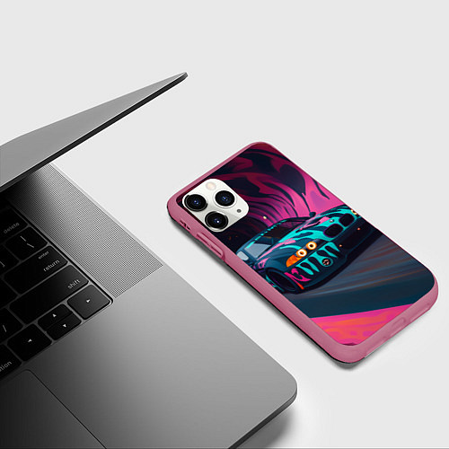 Чехол iPhone 11 Pro матовый БМВ граффити стиль / 3D-Малиновый – фото 3