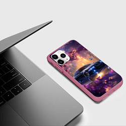 Чехол iPhone 11 Pro матовый БМВ Японская природа, цвет: 3D-малиновый — фото 2