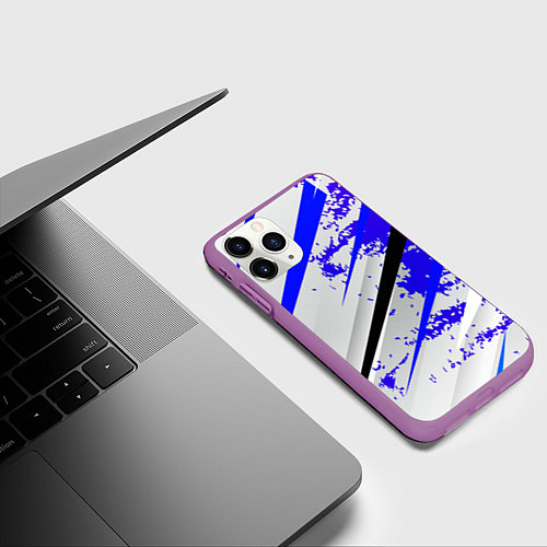 Чехол iPhone 11 Pro матовый Color white blue / 3D-Фиолетовый – фото 3