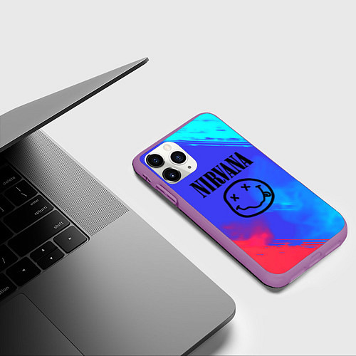 Чехол iPhone 11 Pro матовый Nirvana жидкие краски / 3D-Фиолетовый – фото 3