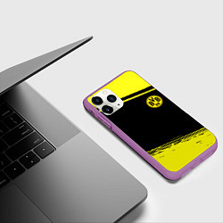 Чехол iPhone 11 Pro матовый Borussia жёлтые полосы, цвет: 3D-фиолетовый — фото 2