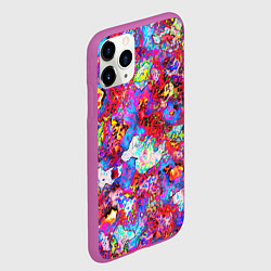 Чехол iPhone 11 Pro матовый Пиксельные краски текстура, цвет: 3D-фиолетовый — фото 2