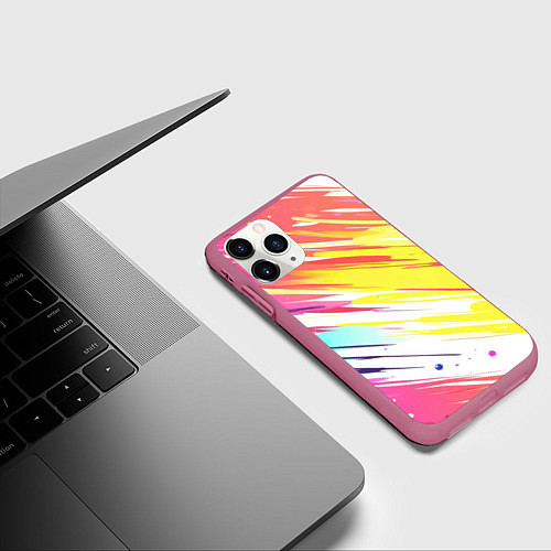 Чехол iPhone 11 Pro матовый Брызги краски на белом фоне / 3D-Малиновый – фото 3