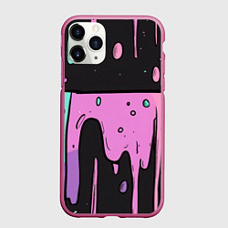 Чехол iPhone 11 Pro матовый Стекающая краска текстура, цвет: 3D-малиновый