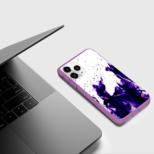 Чехол iPhone 11 Pro матовый Фиолетовый огонь текстура / 3D-Фиолетовый – фото 3