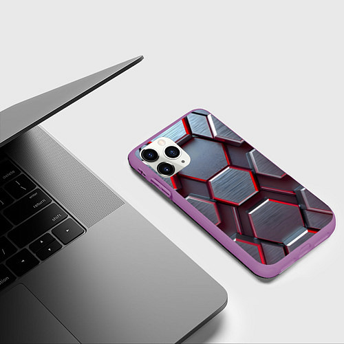Чехол iPhone 11 Pro матовый Бордовый бронежилет / 3D-Фиолетовый – фото 3
