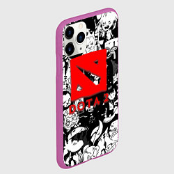 Чехол iPhone 11 Pro матовый Dota черно белые персонажи, цвет: 3D-фиолетовый — фото 2