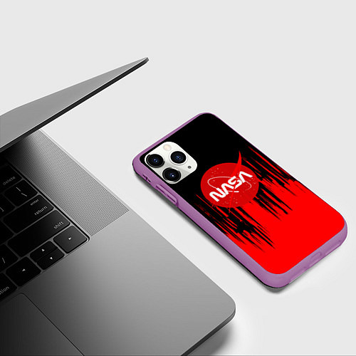 Чехол iPhone 11 Pro матовый Nasa краски текстура / 3D-Фиолетовый – фото 3