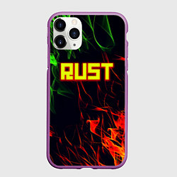 Чехол iPhone 11 Pro матовый RUST огненная текстура, цвет: 3D-фиолетовый