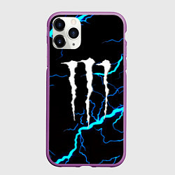 Чехол iPhone 11 Pro матовый Monster energy неоновые молнии, цвет: 3D-фиолетовый