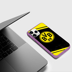 Чехол iPhone 11 Pro матовый Borussia полосы, цвет: 3D-фиолетовый — фото 2