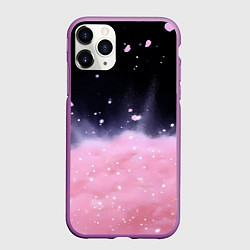 Чехол iPhone 11 Pro матовый Розовая текстура с лепестками