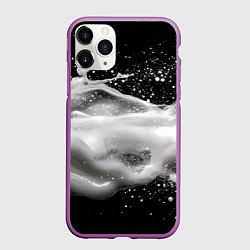 Чехол iPhone 11 Pro матовый Белая текстура на черном фоне, цвет: 3D-фиолетовый