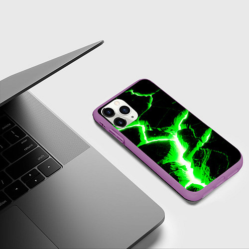 Чехол iPhone 11 Pro матовый Разлом / 3D-Фиолетовый – фото 3