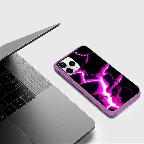 Чехол iPhone 11 Pro матовый Color pink black / 3D-Фиолетовый – фото 3