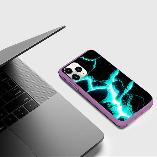 Чехол iPhone 11 Pro матовый Color light blue black / 3D-Фиолетовый – фото 3