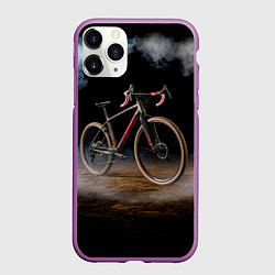 Чехол iPhone 11 Pro матовый Циклокроссовый велосипед в дыму, цвет: 3D-фиолетовый