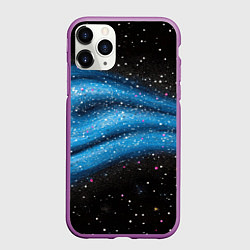 Чехол iPhone 11 Pro матовый Синяя абстрактная текстура на черном
