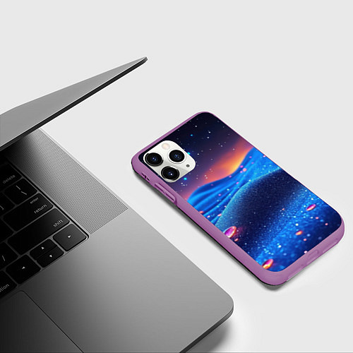 Чехол iPhone 11 Pro матовый Синяя дюна - текстура / 3D-Фиолетовый – фото 3