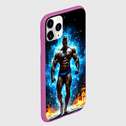Чехол iPhone 11 Pro матовый Культурист в огне, цвет: 3D-фиолетовый — фото 2