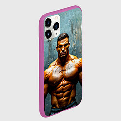 Чехол iPhone 11 Pro матовый Бодибилдер на сером, цвет: 3D-фиолетовый — фото 2