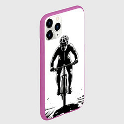 Чехол iPhone 11 Pro матовый Велосипедист чб, цвет: 3D-фиолетовый — фото 2