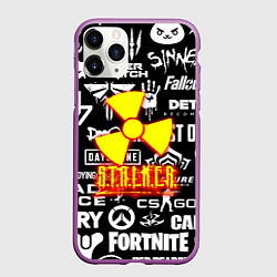 Чехол iPhone 11 Pro матовый Сталкер все логотипы игр, цвет: 3D-фиолетовый