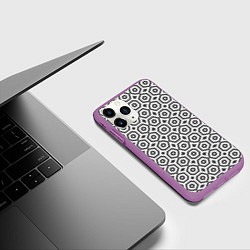 Чехол iPhone 11 Pro матовый Черно белый геометрический узор, цвет: 3D-фиолетовый — фото 2