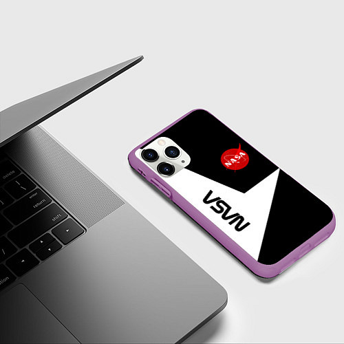 Чехол iPhone 11 Pro матовый Nasa текстура геометрия / 3D-Фиолетовый – фото 3