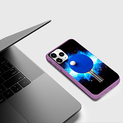 Чехол iPhone 11 Pro матовый Синяя ракетка для пинг-понга, цвет: 3D-фиолетовый — фото 2