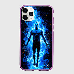 Чехол iPhone 11 Pro матовый Плавец в синем пламени, цвет: 3D-фиолетовый