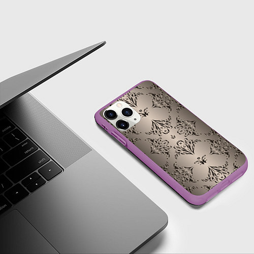 Чехол iPhone 11 Pro матовый Узоры с градиентом / 3D-Фиолетовый – фото 3