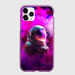 Чехол iPhone 11 Pro матовый Космонавт красочный, цвет: 3D-фиолетовый