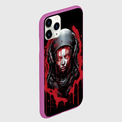 Чехол iPhone 11 Pro матовый Инопланетная девушка в красной краске, цвет: 3D-фиолетовый — фото 2