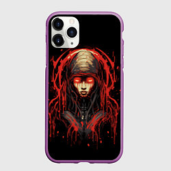 Чехол iPhone 11 Pro матовый Инопланетная кибер-девушка, цвет: 3D-фиолетовый