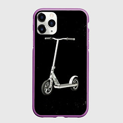 Чехол iPhone 11 Pro матовый Самокат на черно-белом, цвет: 3D-фиолетовый